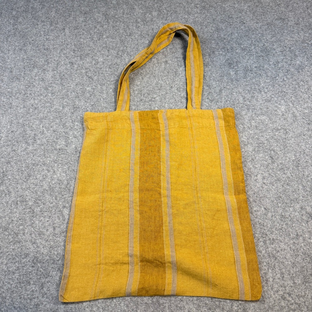 Amber Bronze Striped Linen Tote Bag Lightweight Reusable Market Beach Bag NEW - Picture 10 of 12